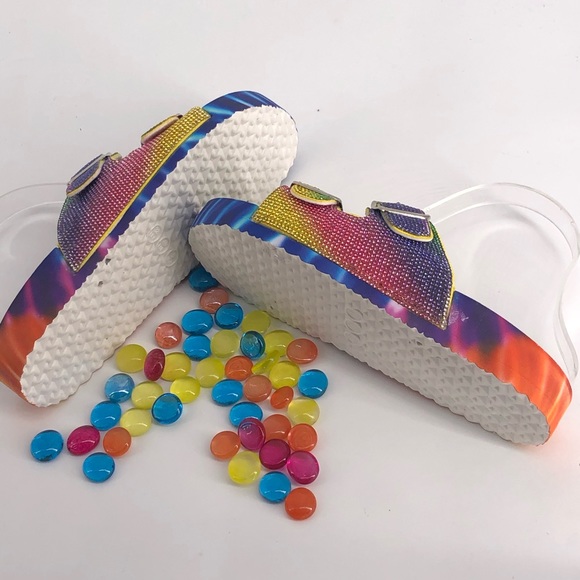 TIE DYE Embellished Double Buckle Sandals - Picture 5 of 7
